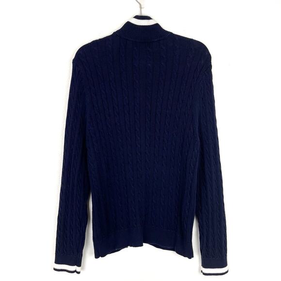 Foxcroft Women’s Cardigan Sweater Cable Knit Full Zip Preppy Nautical XXL Navy - Picture 2 of 6